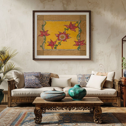 Madhubani folk floral artwork