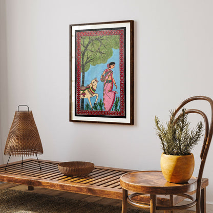 Women cow madhubani, Madhubani Art, Madhubani Painting