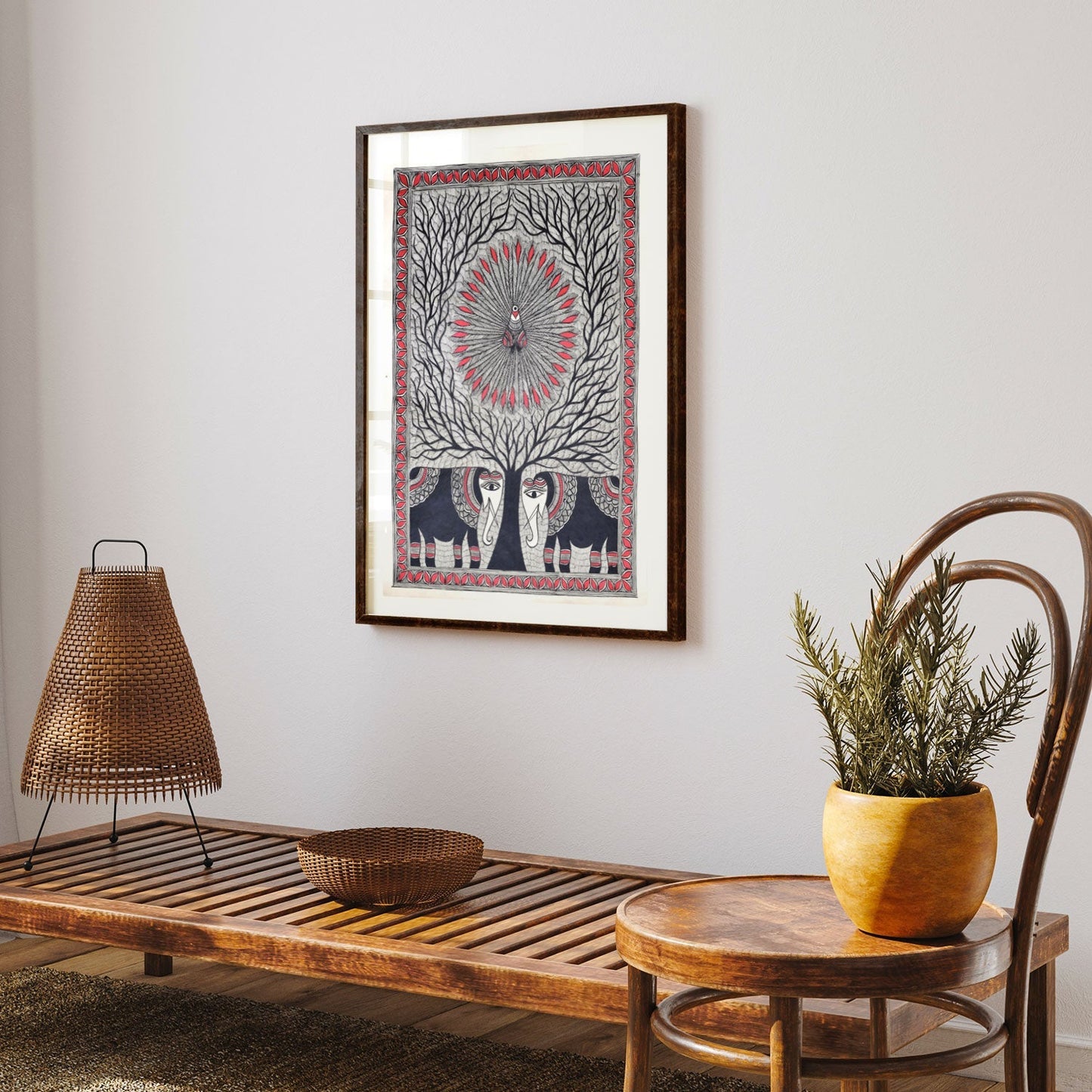 Peacock Elephant Madhubani Painting, Madhubani Art, Madhubani Painting