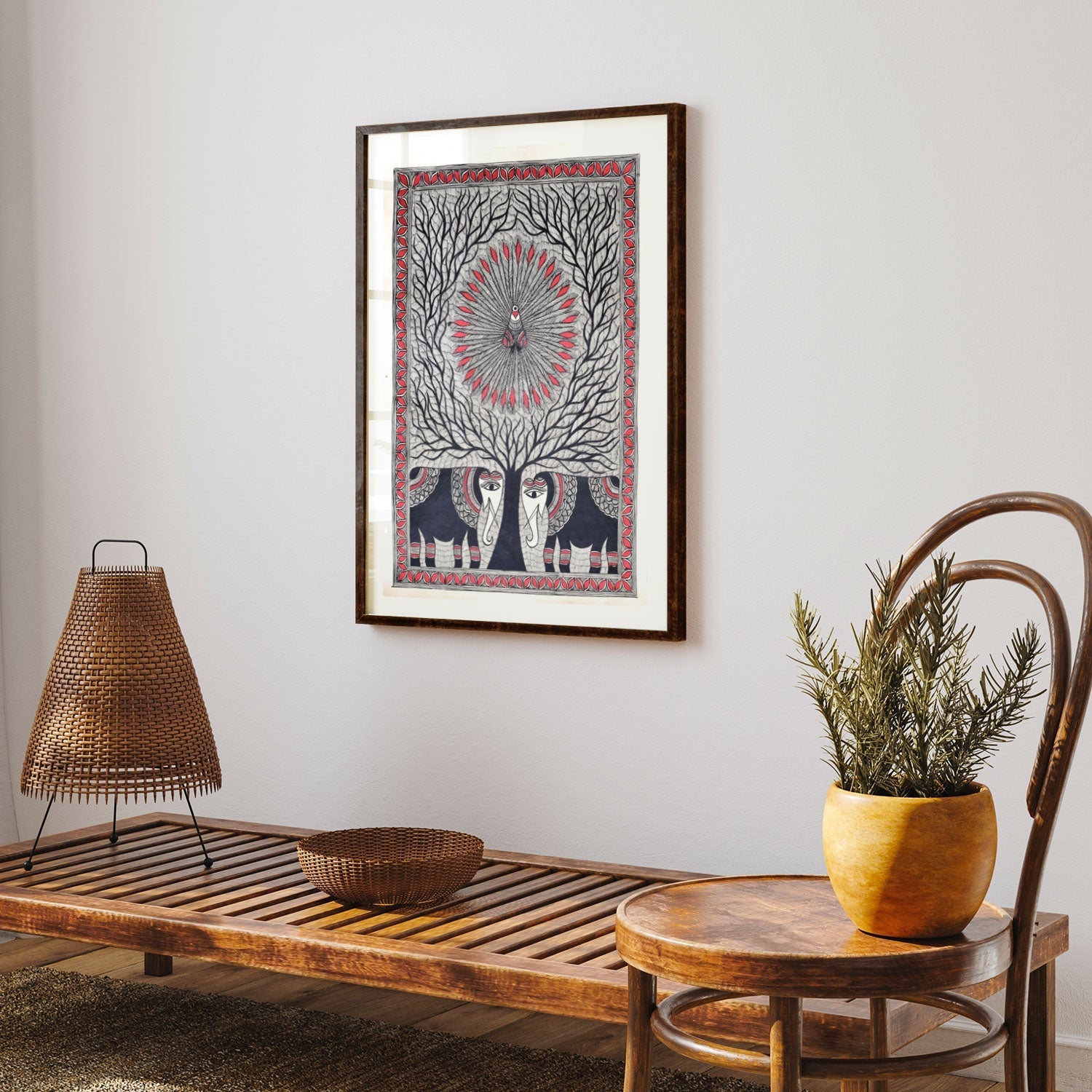 Peacock Elephant Madhubani Painting, Madhubani Art, Madhubani Painting