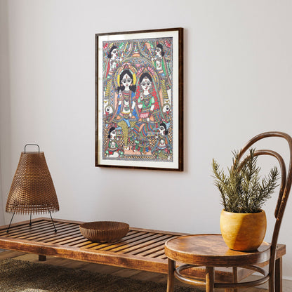 Ram Darbar Madhubani Painting, Madhubani Art, Madhubani Painting