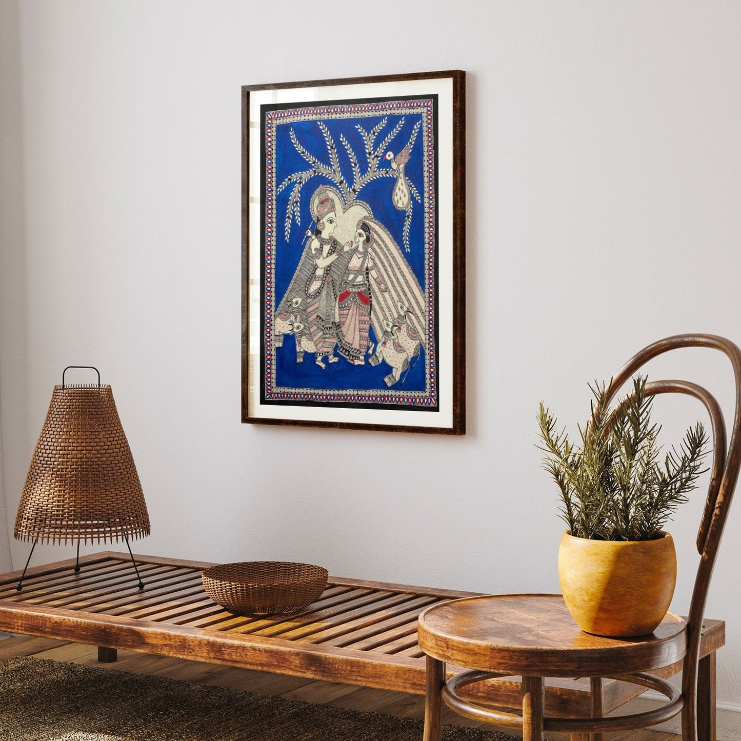 Radha Krishna, Madhubani Art, Madhubani Painting