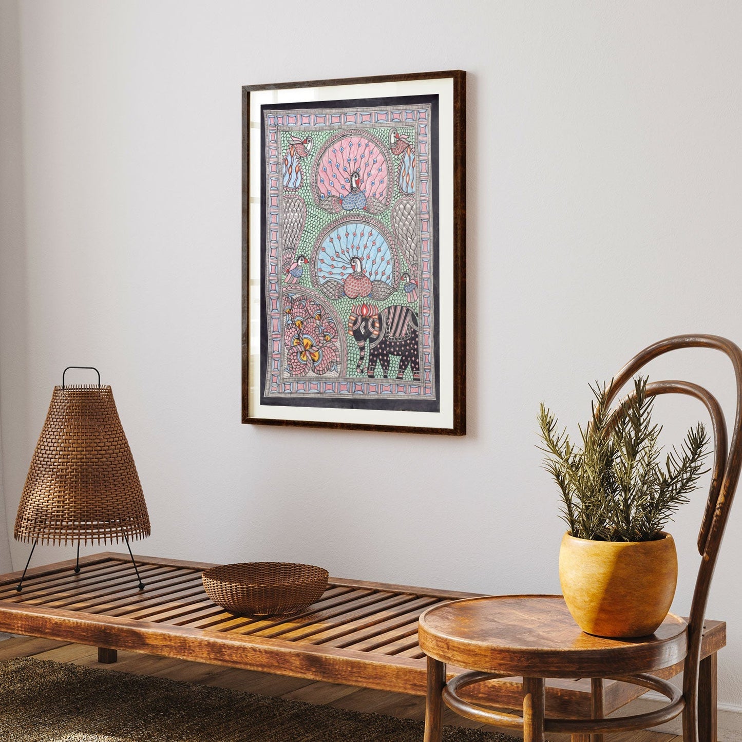 Scene of forest Madhubani Painting, Madhubani Art, Madhubani Painting