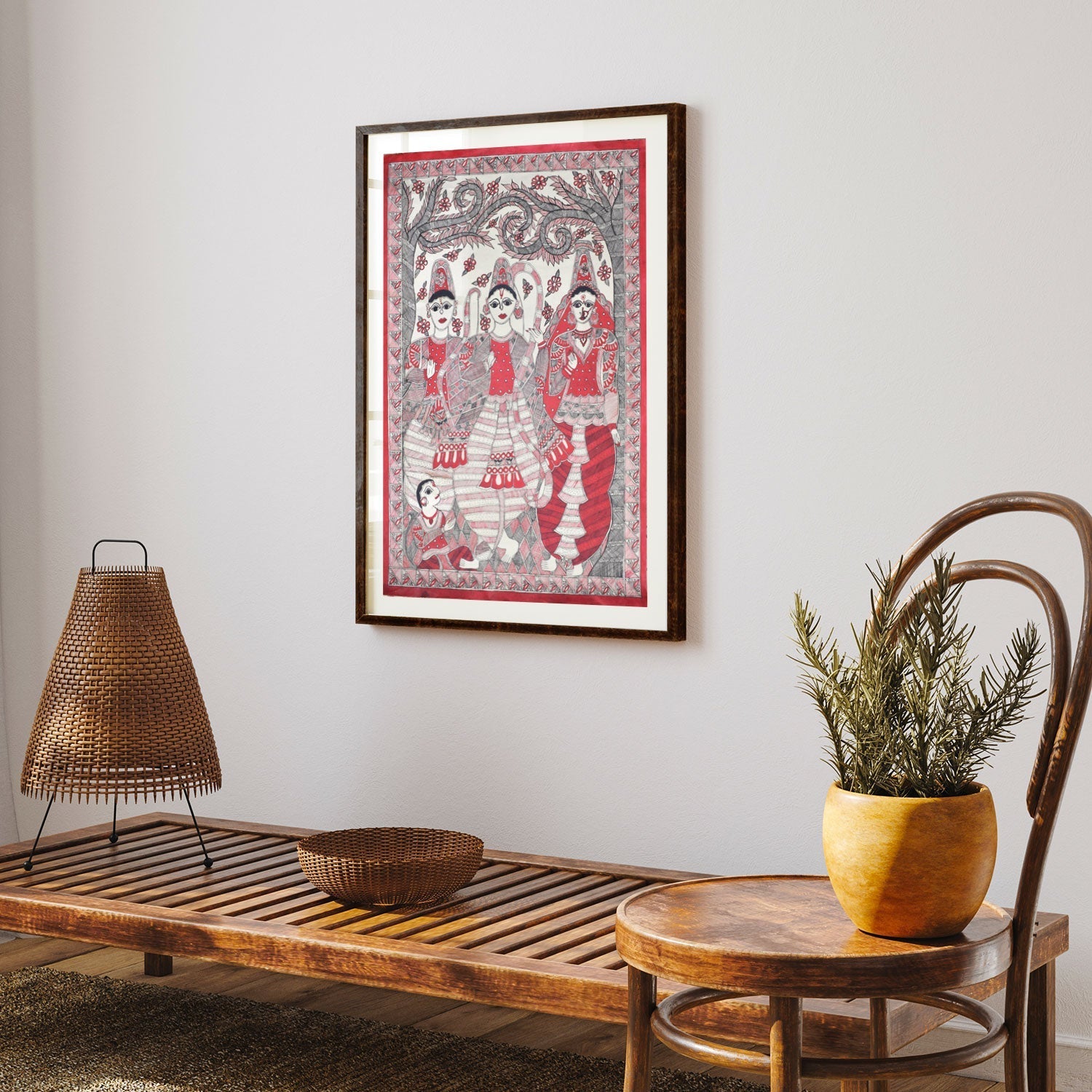 Single color Ramdarbar Madhubani Painting, Madhubani Art, Madhubani Painting