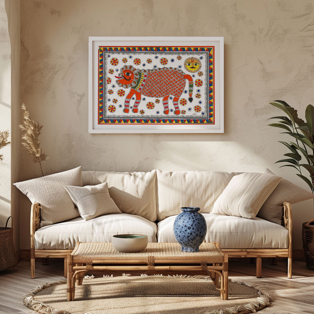 The Lion king, Madhubani Art, Madhubani Painting