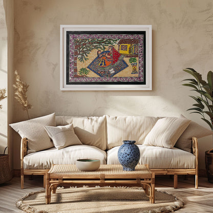 The Mother and daughter madhubani art, Madhubani Art, Madhubani Painting