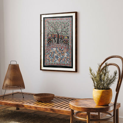 The Elephant with fish Madhubani Art, Madhubani Art, Madhubani Painting