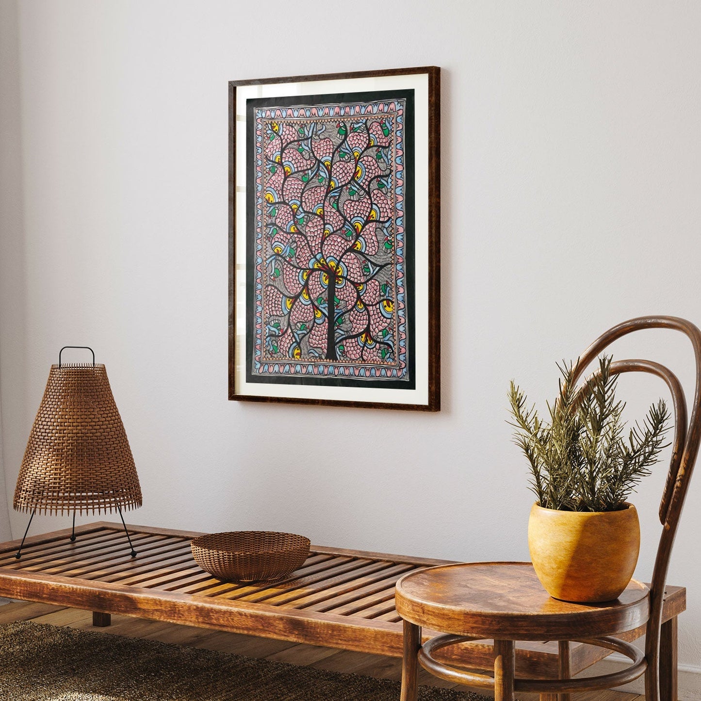 Fish and Tree rass, Madhubani Art, Madhubani Painting