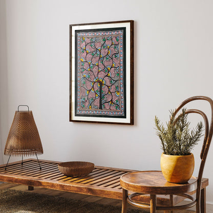 Fish and Tree rass, Madhubani Art, Madhubani Painting