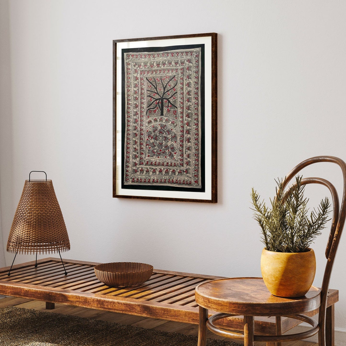 The Fish and bird madhubani, Madhubani Art, Madhubani Painting