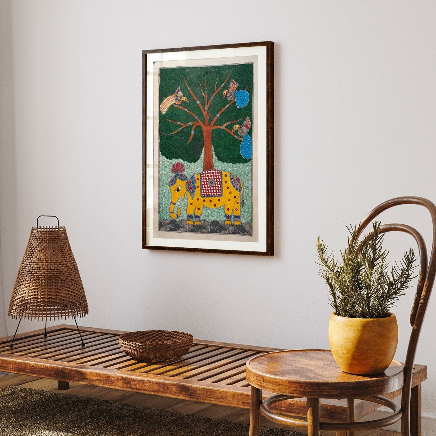 Life of Tree and Elephant, Madhubani Art, Madhubani Painting