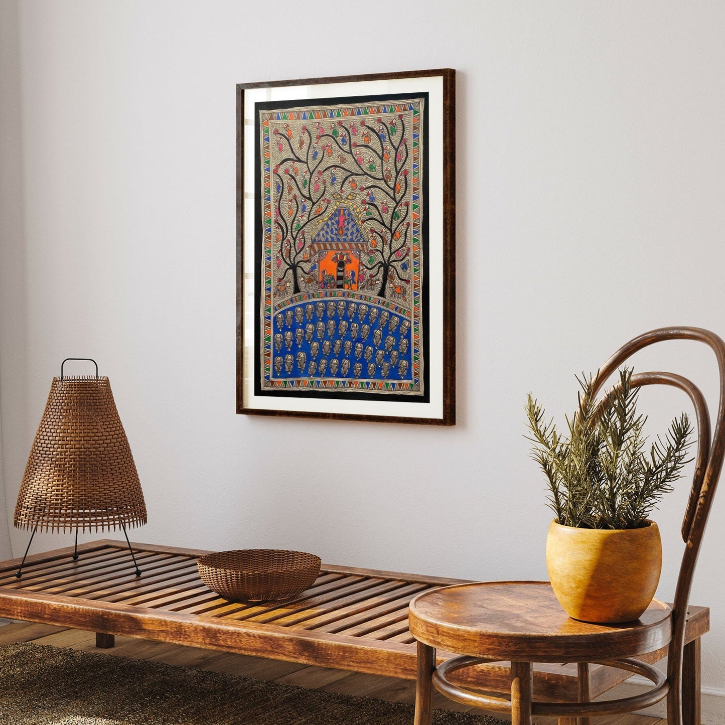 Birth and Fish Madhubani, Madhubani Art, Madhubani Painting