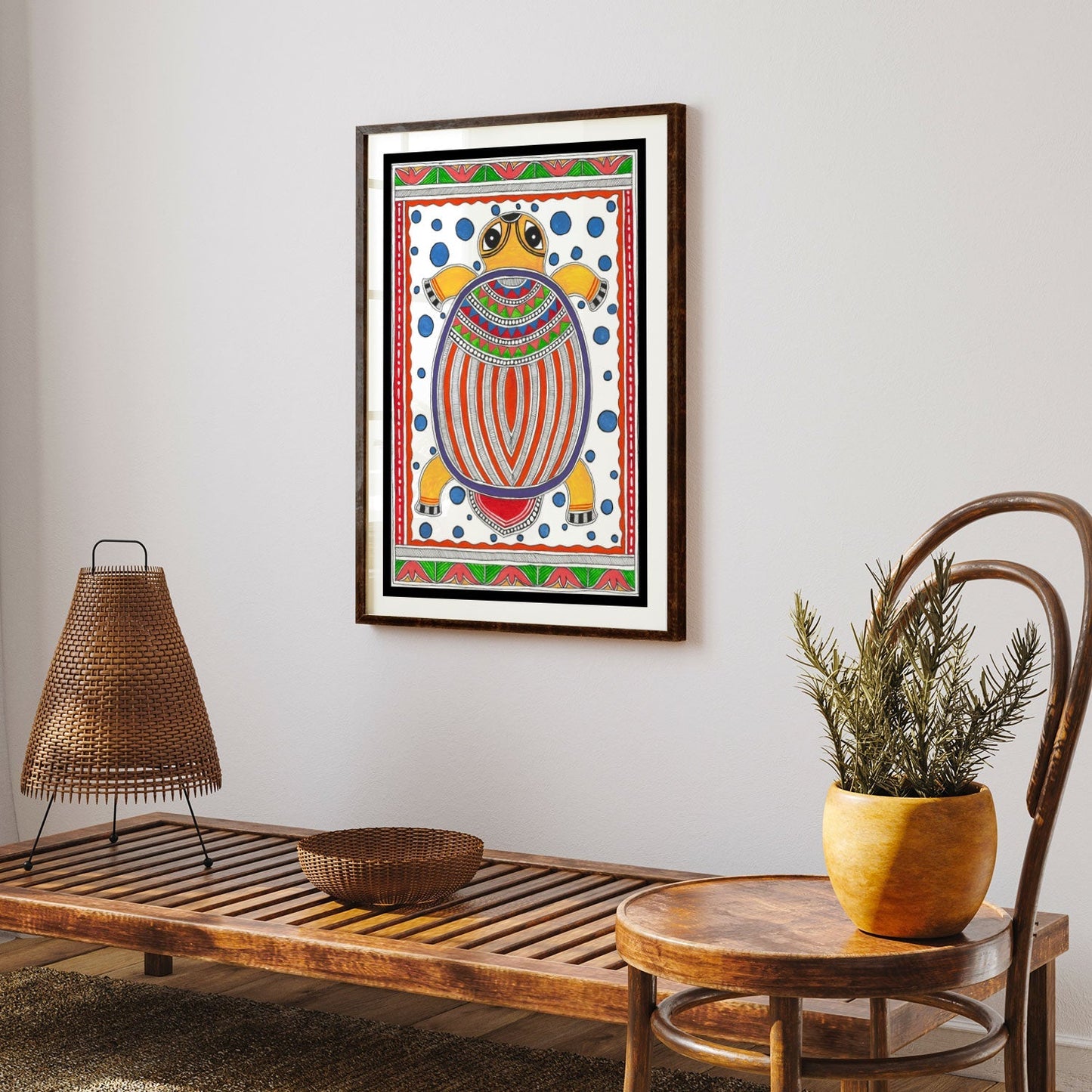 Turtle Painting Madhubani Style, Madhubani Art, Madhubani Painting