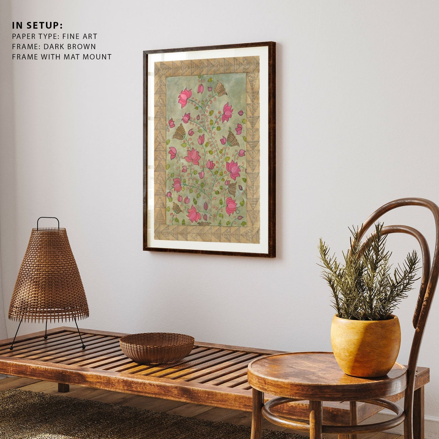 Madhubani Motifs Flower Vintage III, Madhubani Art