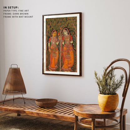 WHISPERS OF THE GROVE MADHUBANI PAINTING