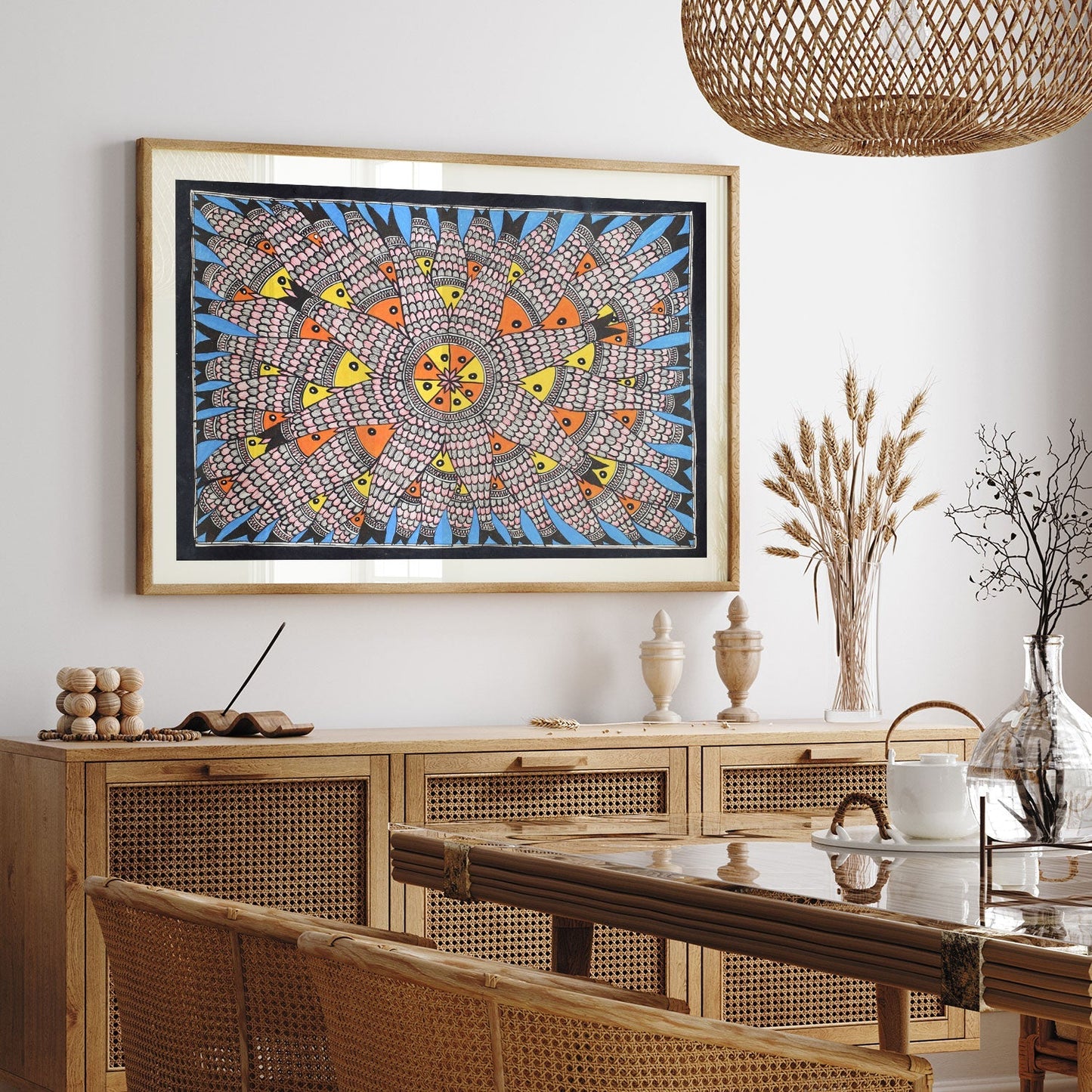 A pattern of Fish Rass, Madhubani Art, Madhubani Painting