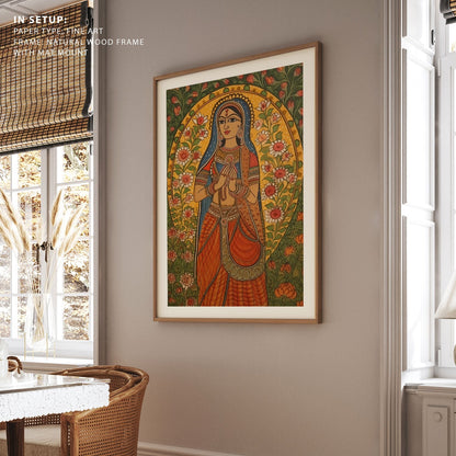 BENEDICTION AMIDST BLOSSOMS MADHUBANI PAINTING