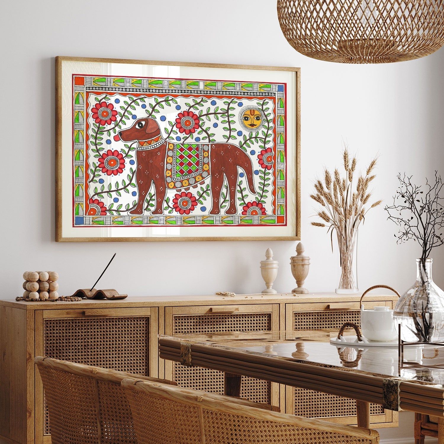 Dog your furry friend, Madhubani Art, Madhubani Painting