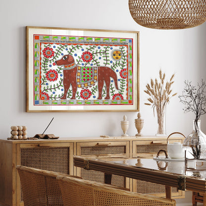Dog your furry friend, Madhubani Art, Madhubani Painting