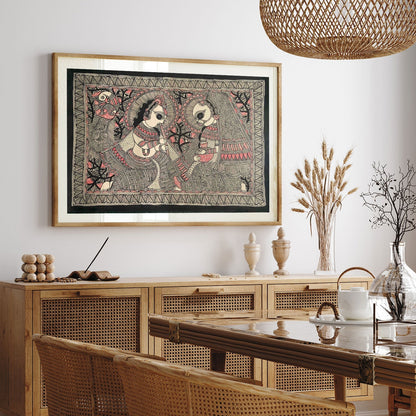 Radha Krishna, Madhubani Art, Madhubani Painting