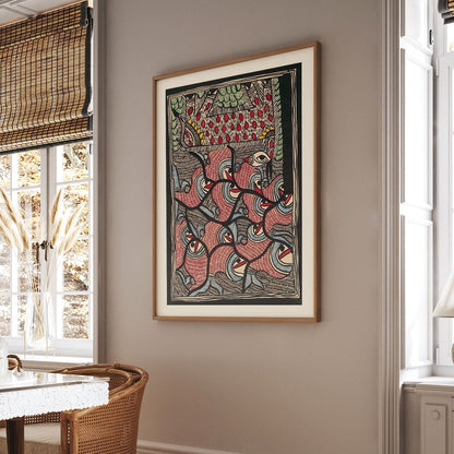 Fish rass , Madhubani Art, Madhubani Painting