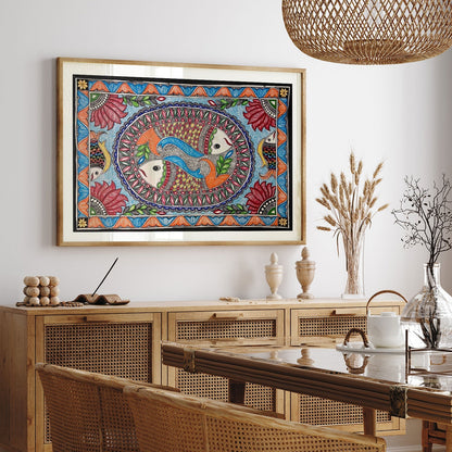 New Fish rass madhubani, Madhubani Art, Madhubani Painting