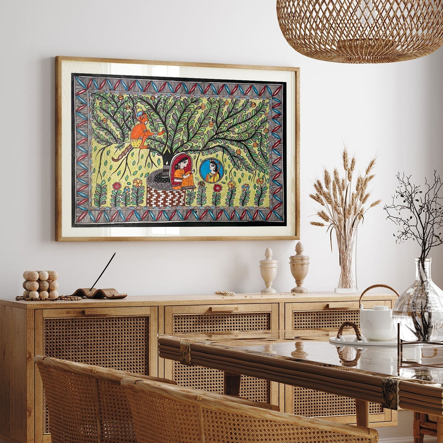 Hanuman Sita Madhubani Art, Madhubani Art, Madhubani Painting