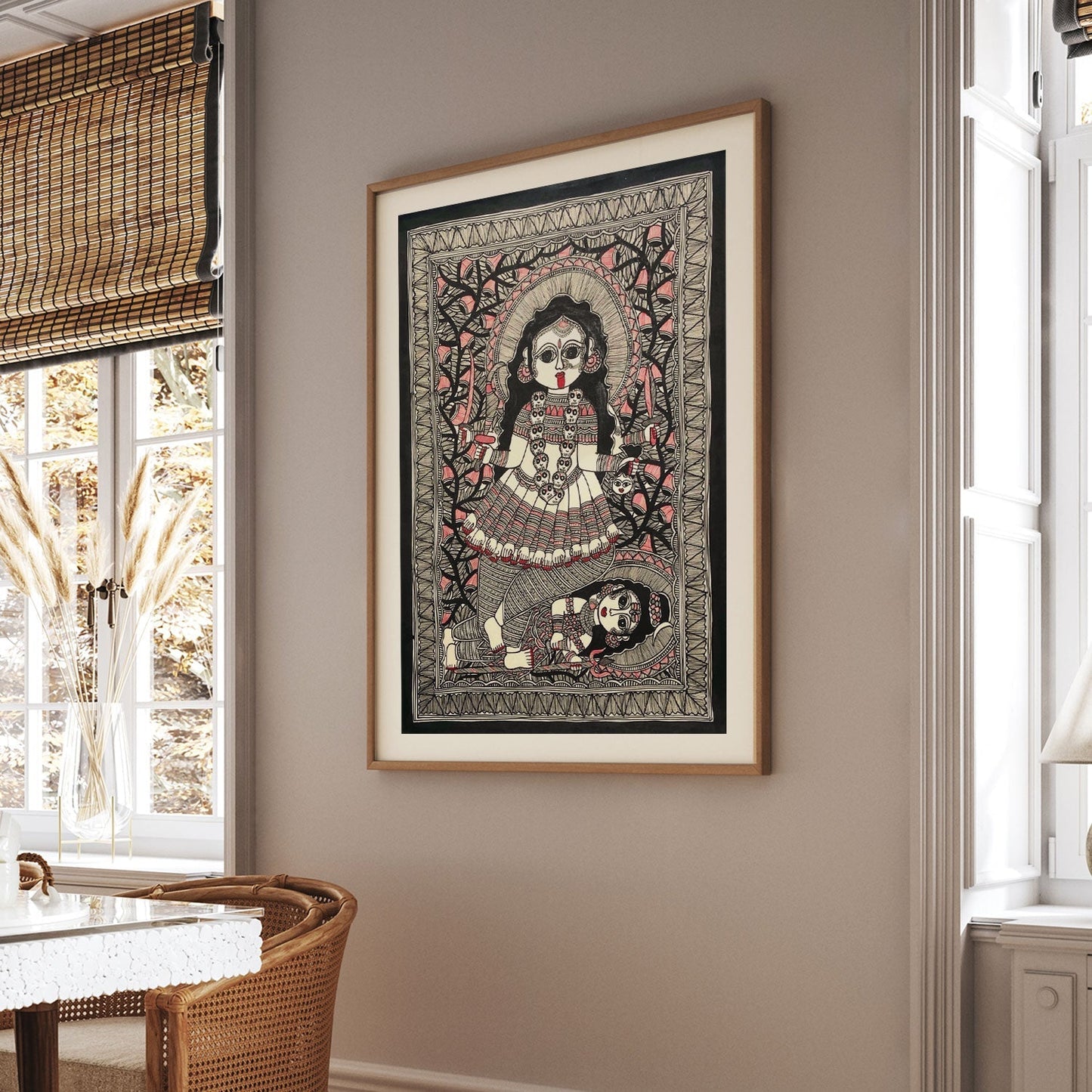 Kaali Maa with Shankar, Madhubani Art, Madhubani Painting