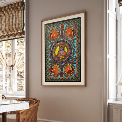 Kanhaiyya ji with Gopiya , Madhubani Art, Madhubani Painting