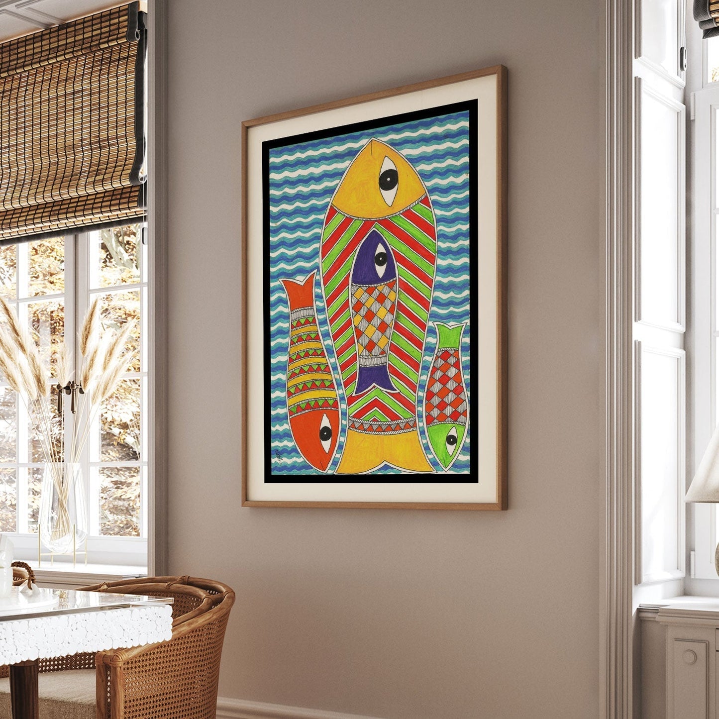 Life of Fish Madhubani Painting, Madhubani Art, Madhubani Painting