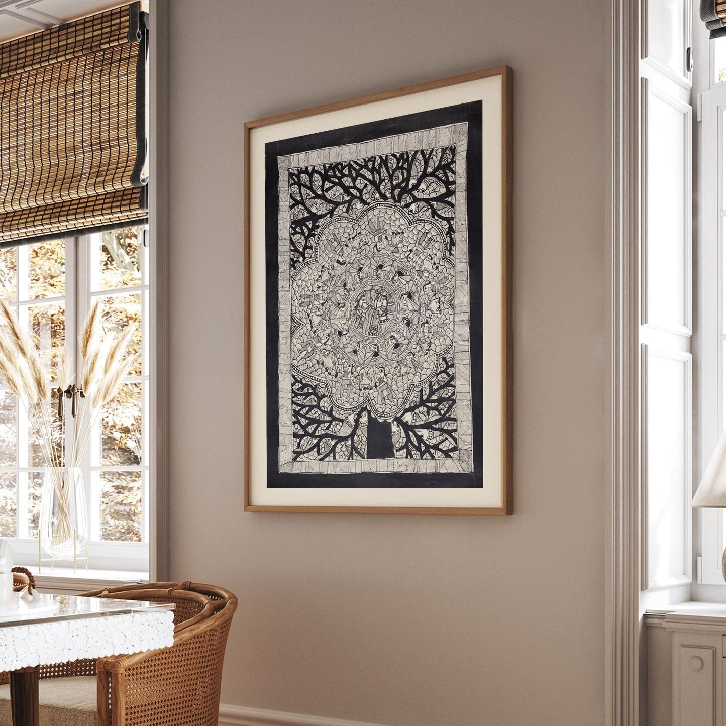 Life of tree godna and kachni pattern Madhubani Painting, Madhubani Art, Madhubani Painting