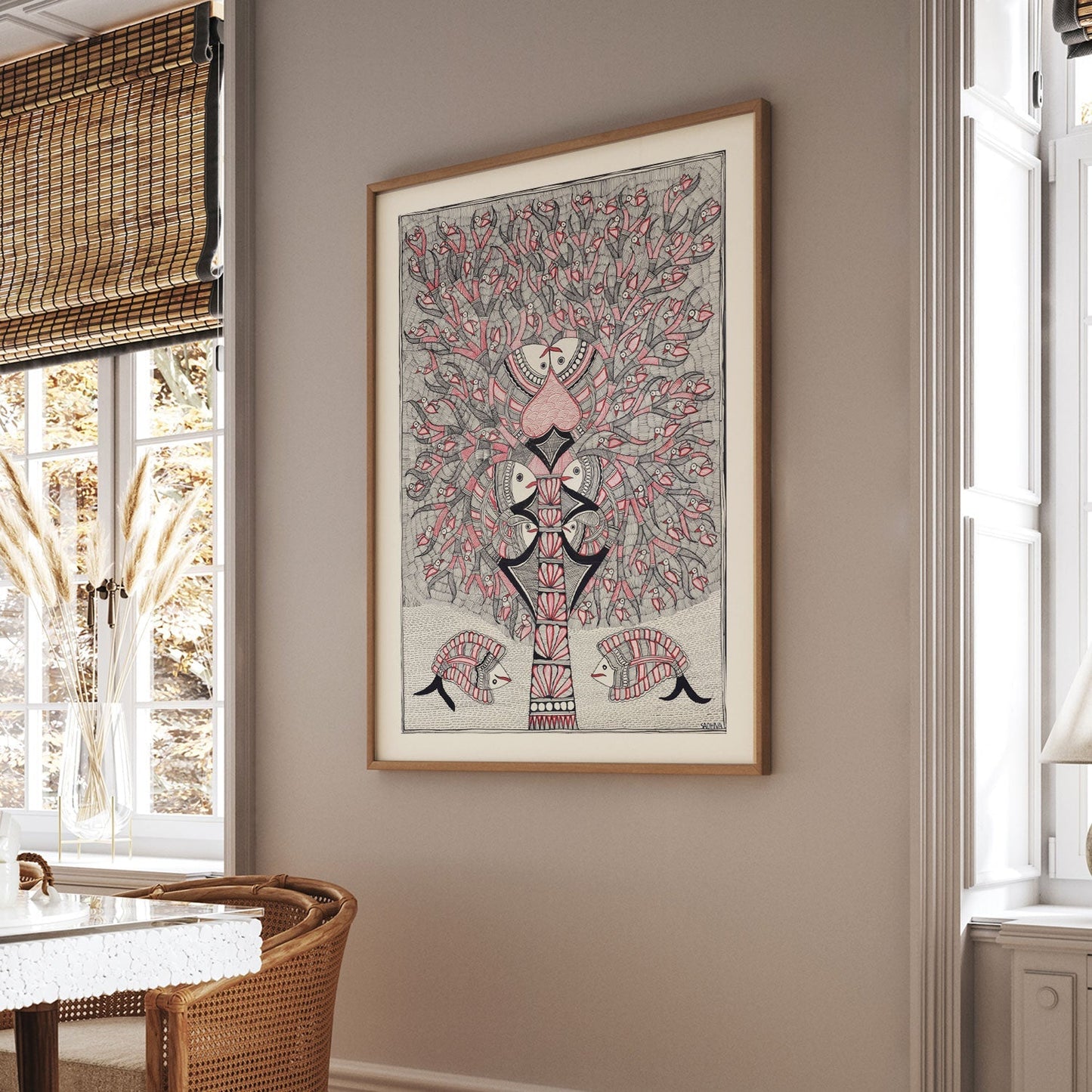 Life of Tree with Fish mode Madhubani Painting, Madhubani Art, Madhubani Painting