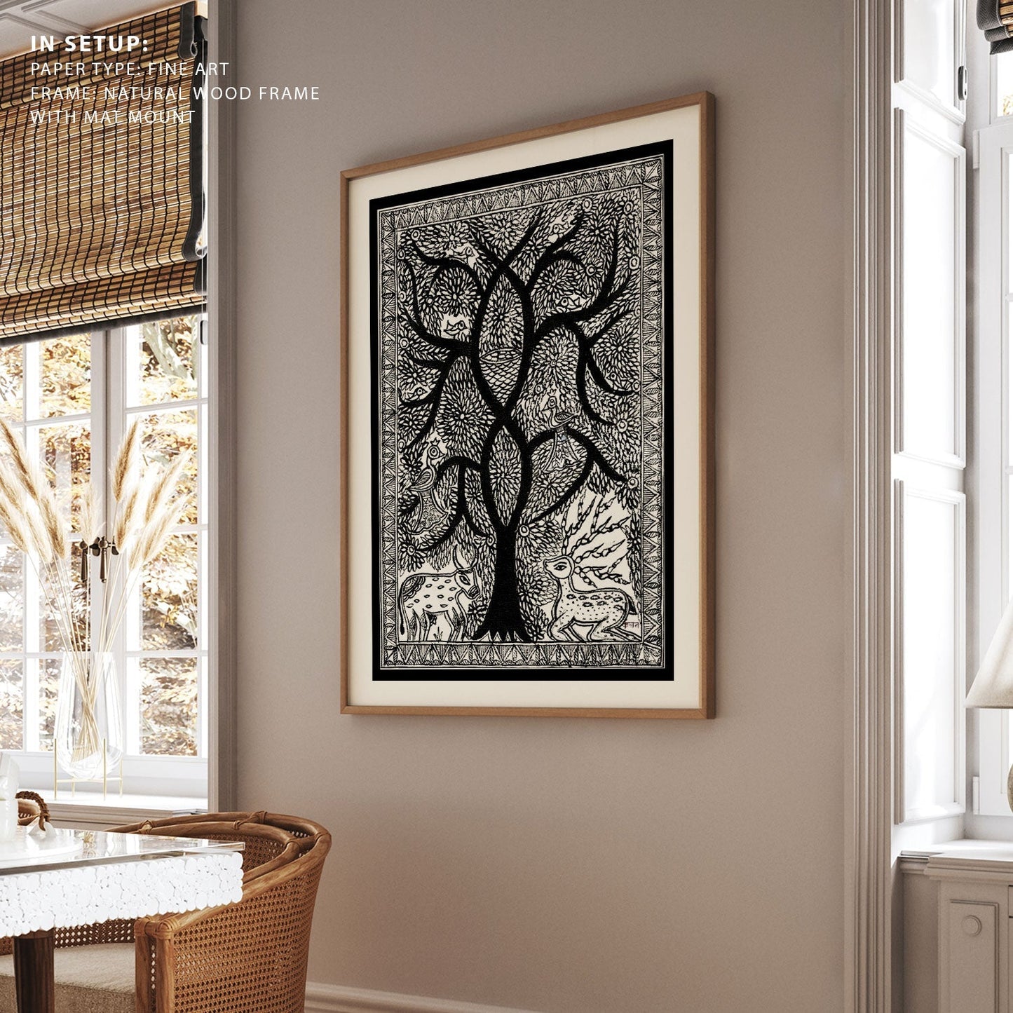 Life of Tree with Deer Madhubani Art