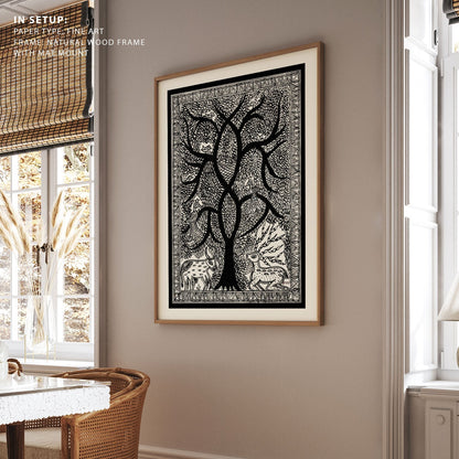 Life of Tree with Deer Madhubani Art