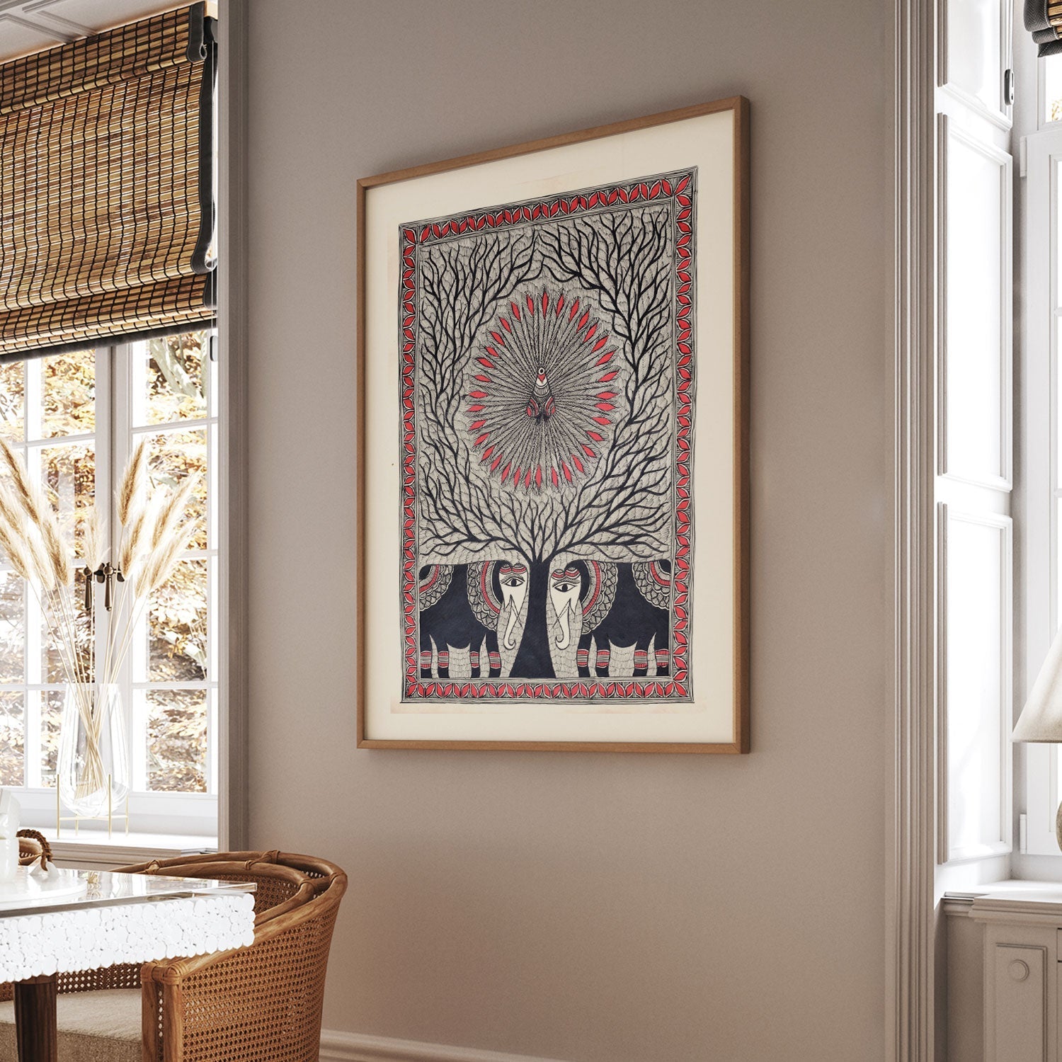 Peacock Elephant Madhubani Painting, Madhubani Art, Madhubani Painting