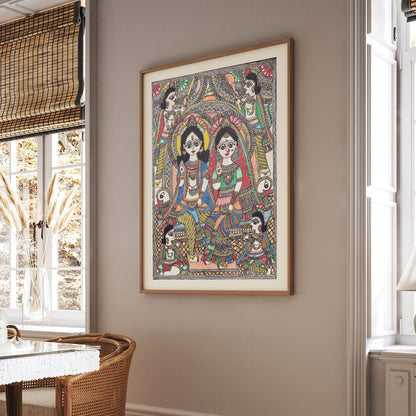 Ram Darbar Madhubani Painting, Madhubani Art, Madhubani Painting