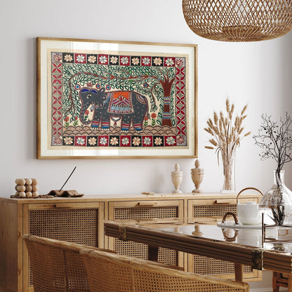 The Elephant in Jungle, Madhubani Art, Madhubani Painting