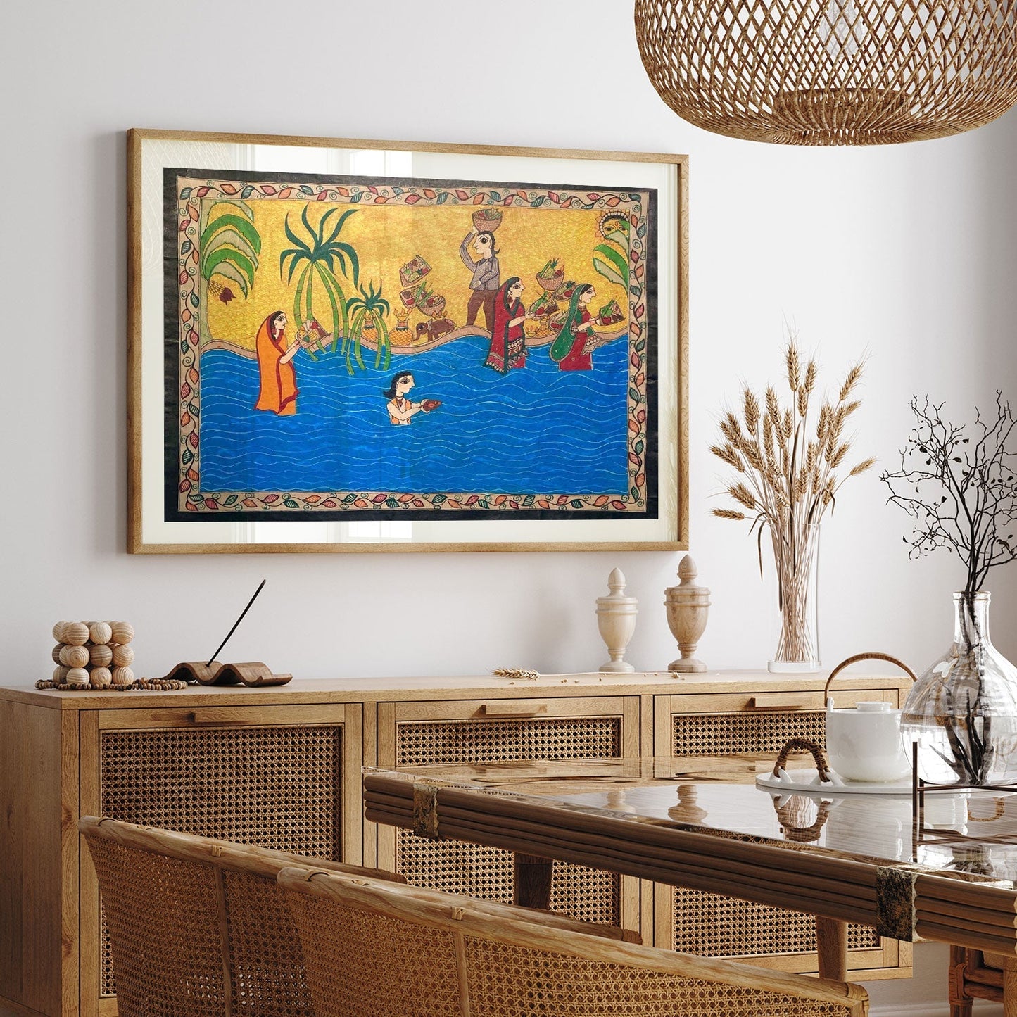 Chhat Puja in Madhubani Style, Madhubani Art, Madhubani Painting