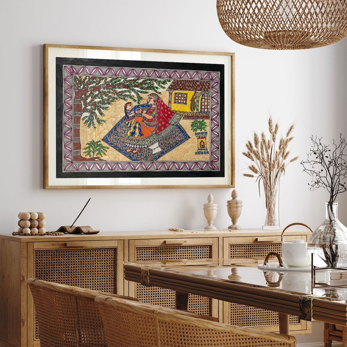 The Mother and daughter madhubani art, Madhubani Art, Madhubani Painting