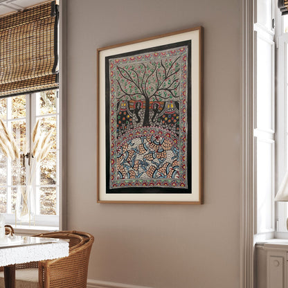 The Elephant with fish Madhubani Art, Madhubani Art, Madhubani Painting