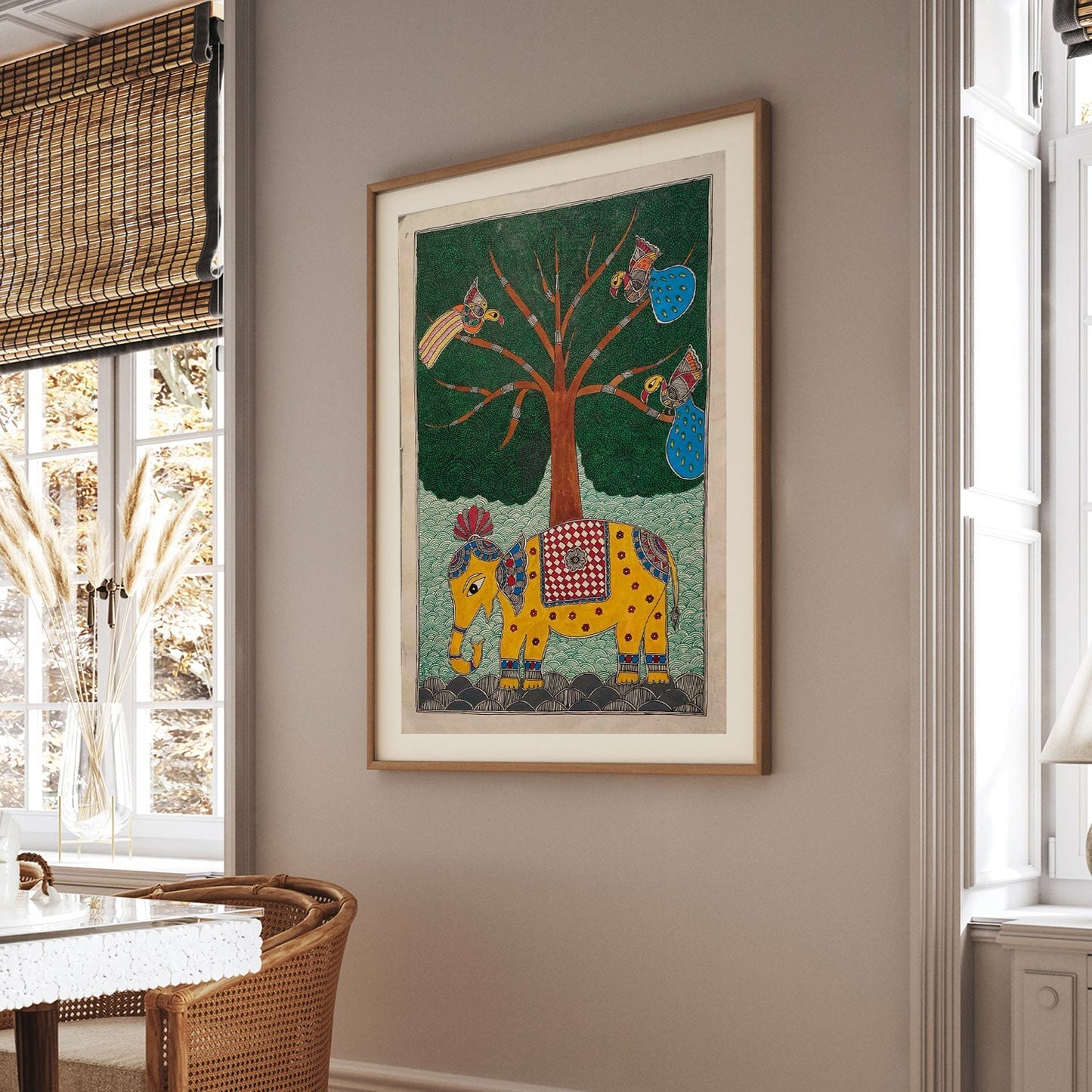 Life of Tree and Elephant, Madhubani Art, Madhubani Painting