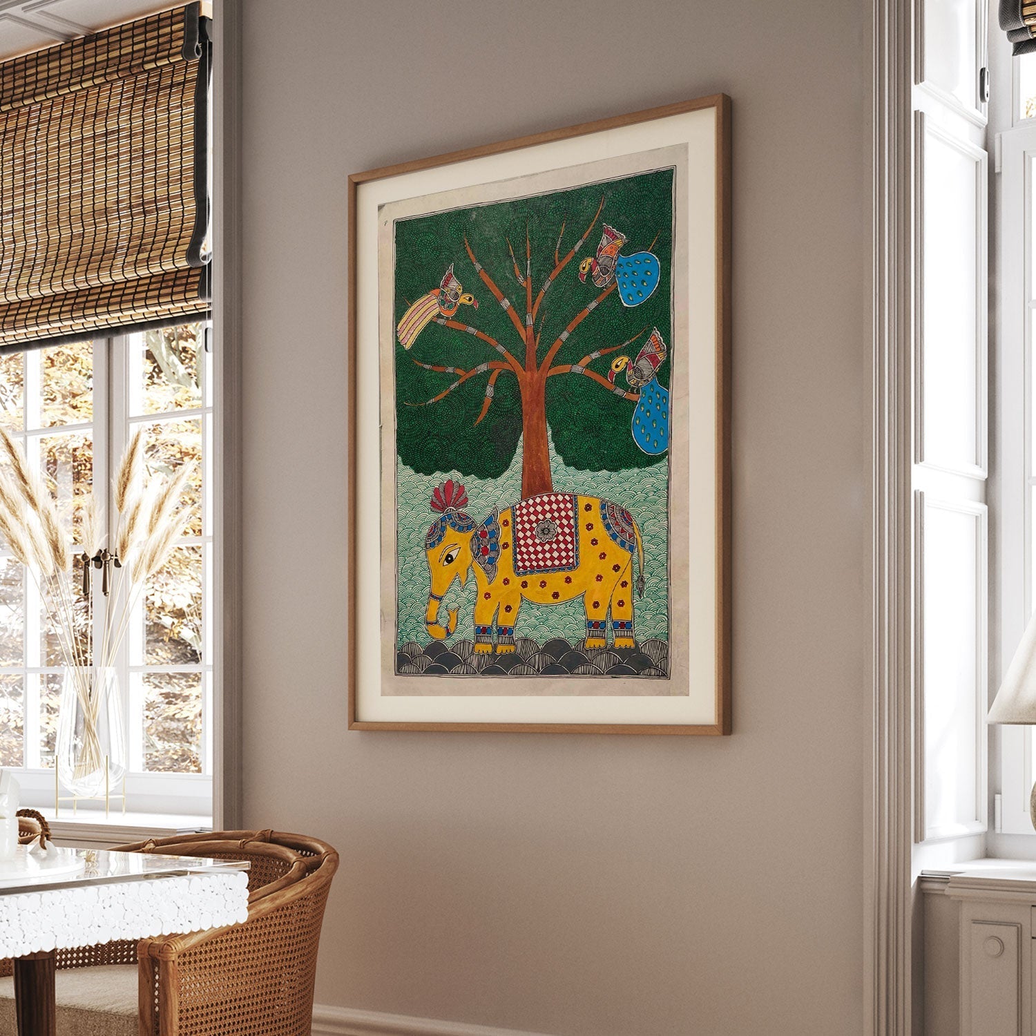 Life of Tree and Elephant, Madhubani Art, Madhubani Painting