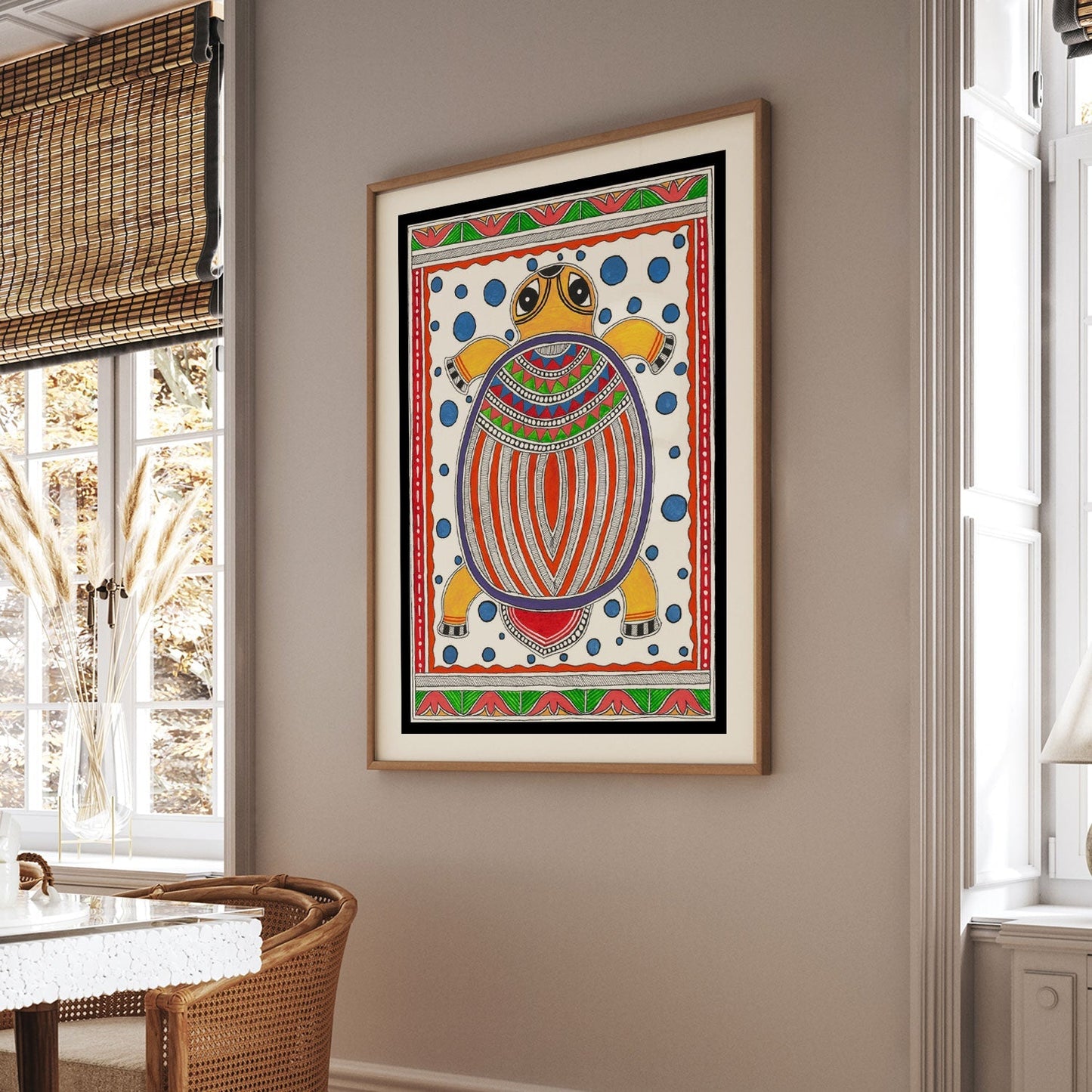 Turtle Painting Madhubani Style, Madhubani Art, Madhubani Painting