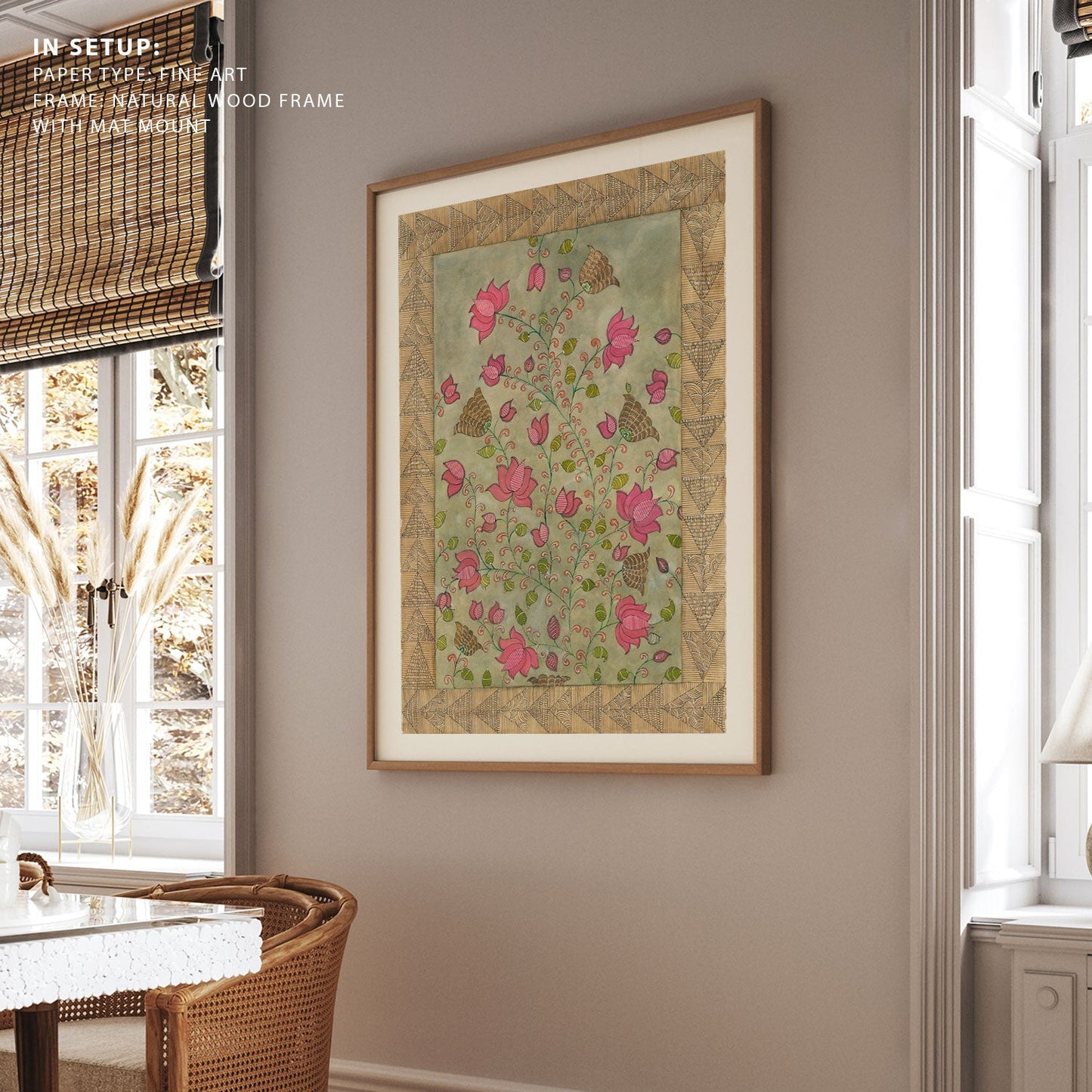 Madhubani Motifs Flower Vintage III, Madhubani Art