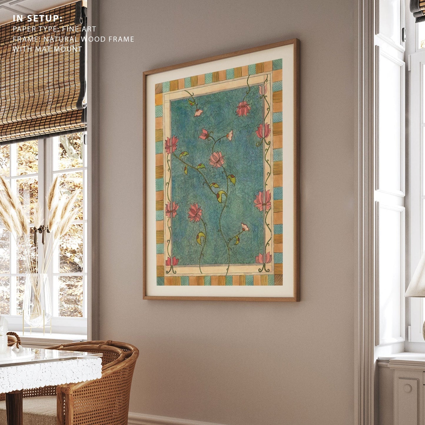 Madhubani Motifs Flower Vintage I, Madhubani Art