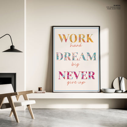 Acanimeeko Design Work Hard, Motivational Poster