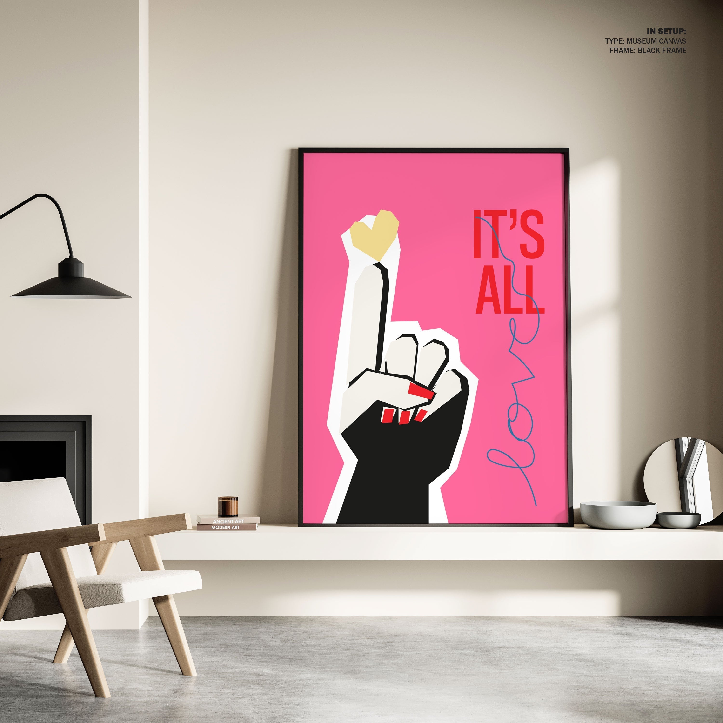 It's All Love Hand Pink, Motivational Poster