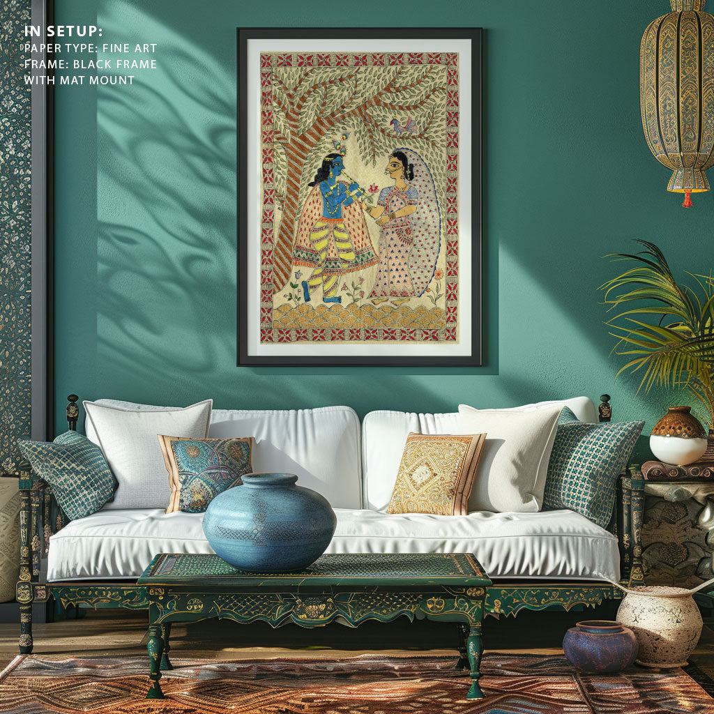 Krishna and Radha Madhubani Painting