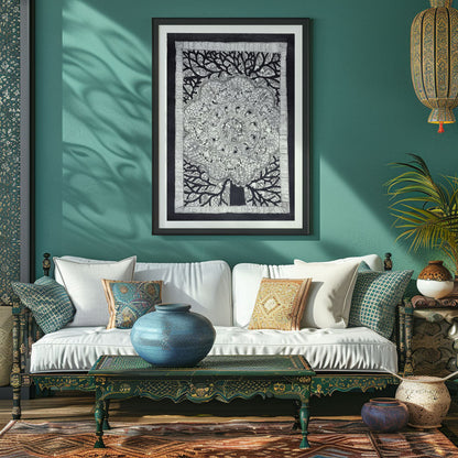 Life of tree godna and kachni pattern Madhubani Painting, Madhubani Art, Madhubani Painting