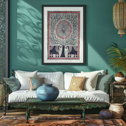 Peacock Elephant Madhubani Painting, Madhubani Art, Madhubani Painting